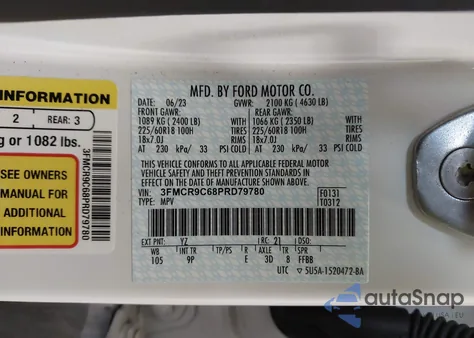 2023 Ford Bronco Sport Outer Banks from USA, damaged, VIN 3FMCR9C68PRD79780